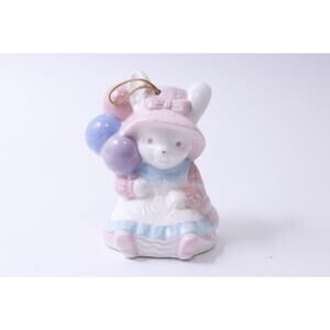 Takahashi, Girl Rabbit with Balloons, Porcelain Figurine, Hanging, Easter